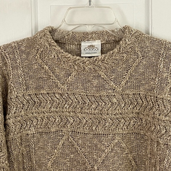 Vintage Bonner of Ireland Hand Loomed Linen Cotton Blend Knit Sweater Neutral - Picture 2 of 14
